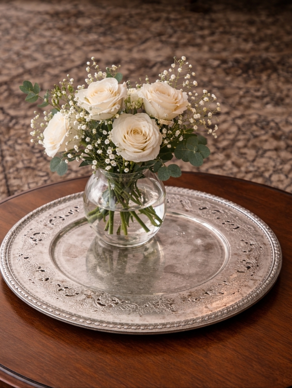 Silver-plated Serving Tray by Wallace Silversmiths In Metford Pattern